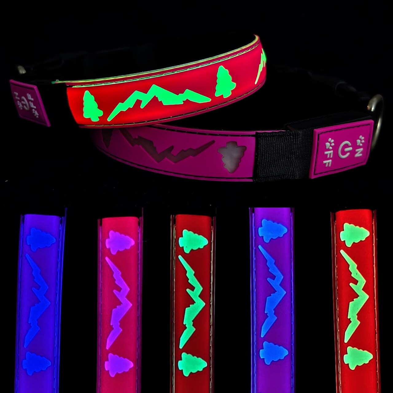 Flashing USB-C LED Light-up Dog Collar-TRE-Pink-Size M(15.7-19.7")